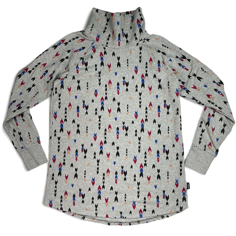 Patagonia Ahnya Cowl Tunic Top Womens Size L Aztec Print Organic Cotton Hiking